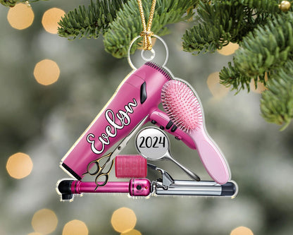 Personalized Hairdresser Ornament, Custom Name Hair Stylist Christmas Ornament ON1613