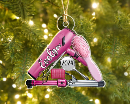 Personalized Hairdresser Ornament, Custom Name Hair Stylist Christmas Ornament ON1613