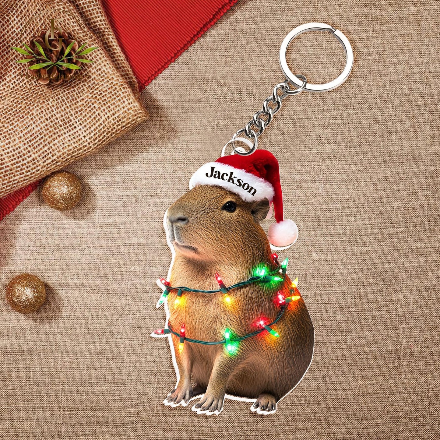 Personalized Capybara Christmas Light Ornament, Custom Cute Capybara Xmas Ornament With Name ON1090