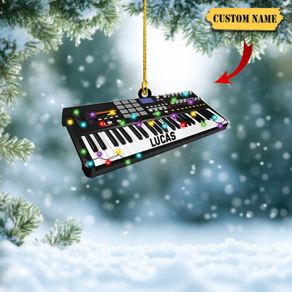 Personalized Electric Keyboard Piano Christmas Ornament, Electric , Custom Name Piano  Lovers Ornament ON1749