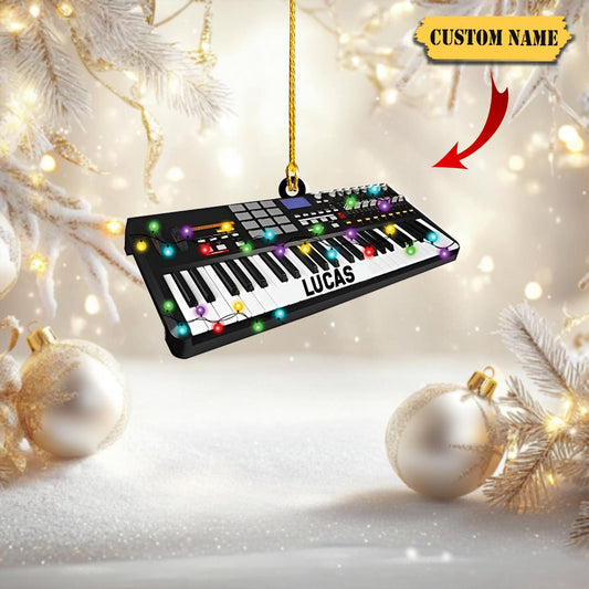 Personalized Electric Keyboard Piano Christmas Ornament, Electric , Custom Name Piano  Lovers Ornament ON1749