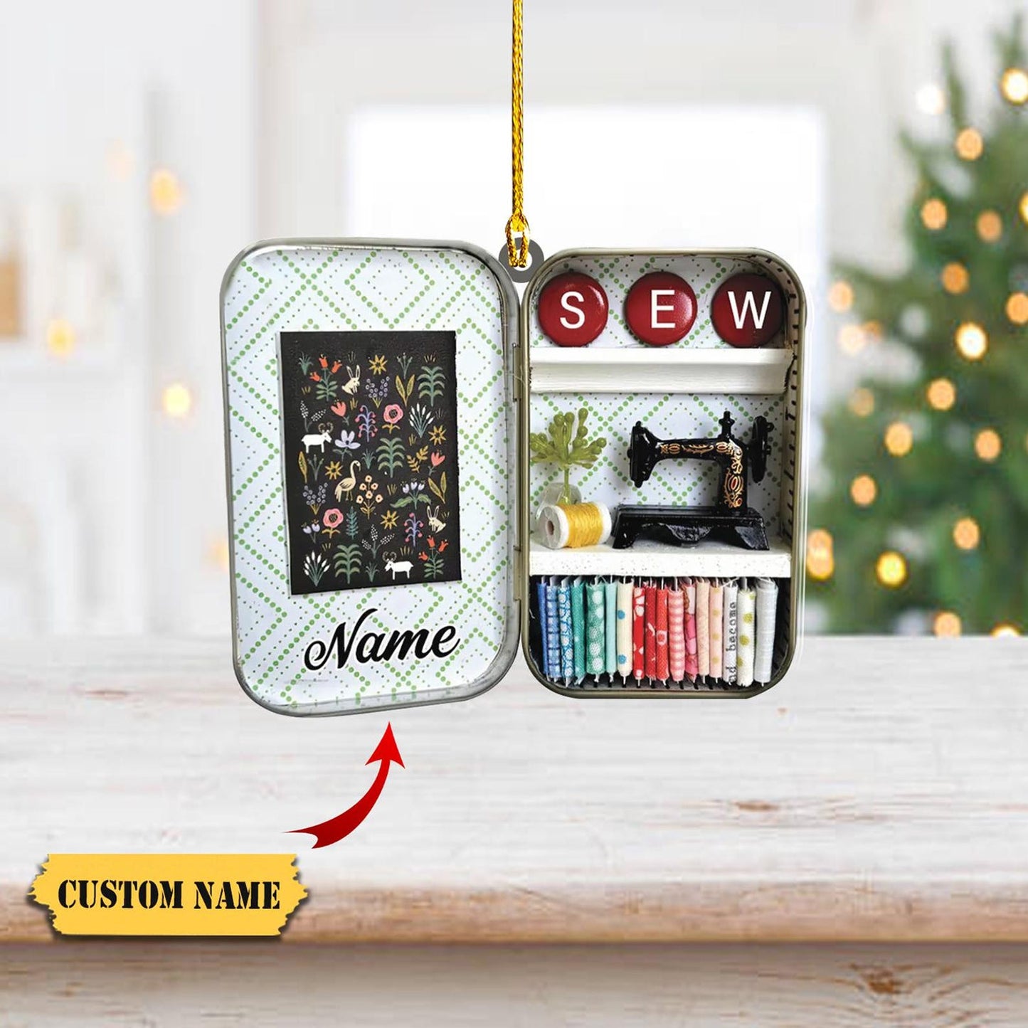 Personalized Sewing Box Ornament, Custom Name Sewing Lovers Ornament ON1577