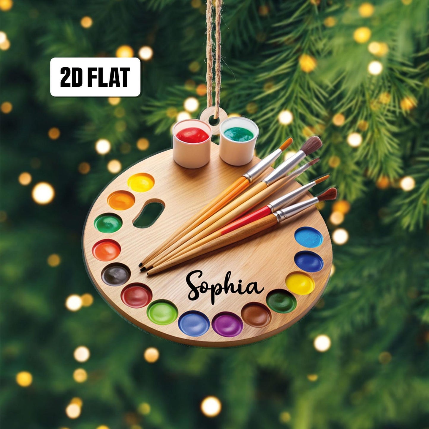 Personalized Painting Palette Christmas Ornament, Custom Name Drawing Artist Ornament ON1487