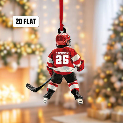 Personalized Kid Hockey Player Ornament, Custom Name Number Hockey Ornament ON1141