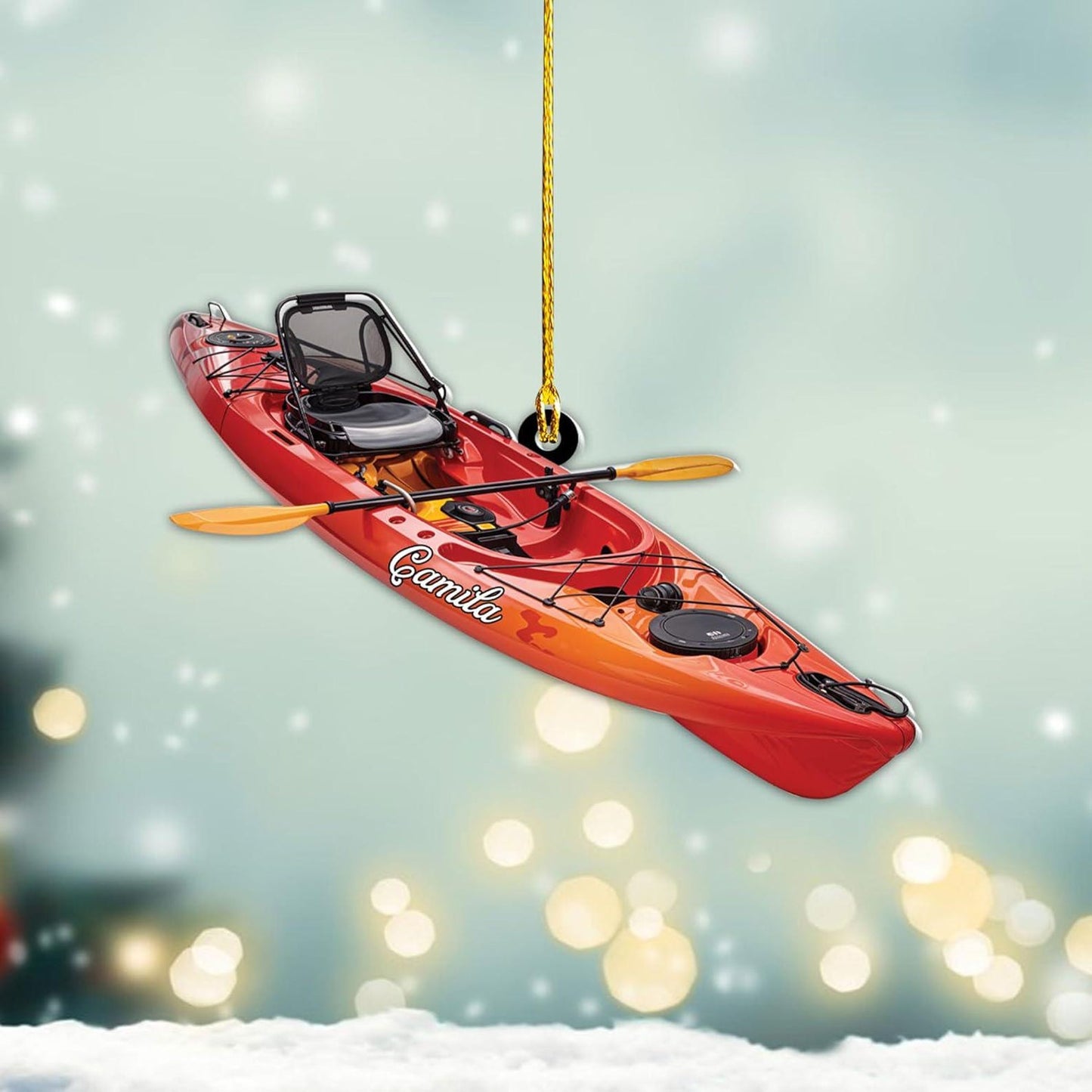 Personalized Kayak Christmas Ornament, Custom Name Water Sports Enthusiasts Ornament ON1691