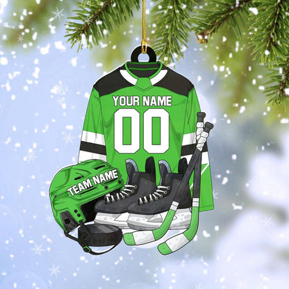 Personalized Hockey Outfit Christmas Ornament 2024, Custom Name Number Hockey Players Ornament ON1690