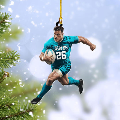 Personalized Rugby Player Christmas Ornament, Custom Name Number For Rugby Player Ornament ON1688