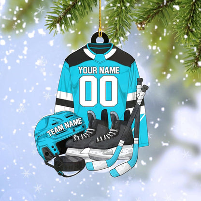 Personalized Hockey Outfit Christmas Ornament 2024, Custom Name Number Hockey Players Ornament ON1690