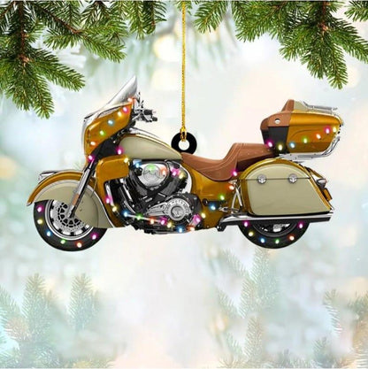 Personalized Motorcycle Light Christmas Ornament, Custom Name Biker Lovers Ornament ON1598