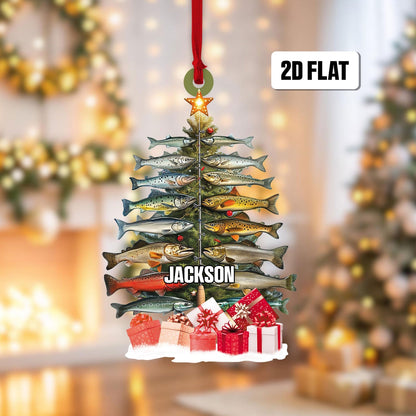 Personalized Fishing Christmas Tree Ornament, Custom Name Fishing Lovers Xmas Ornament ON1485