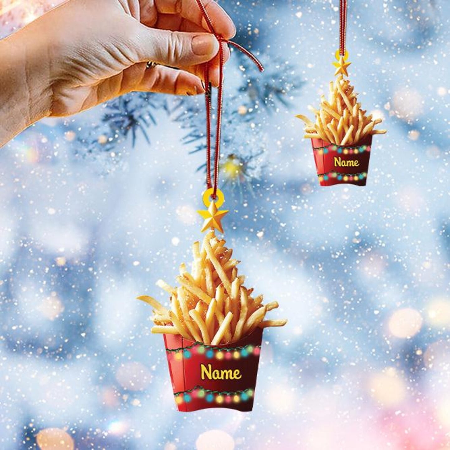 Personalized French Fries Ornament, Custom Name Fast Food Lovers Ornament ON1471