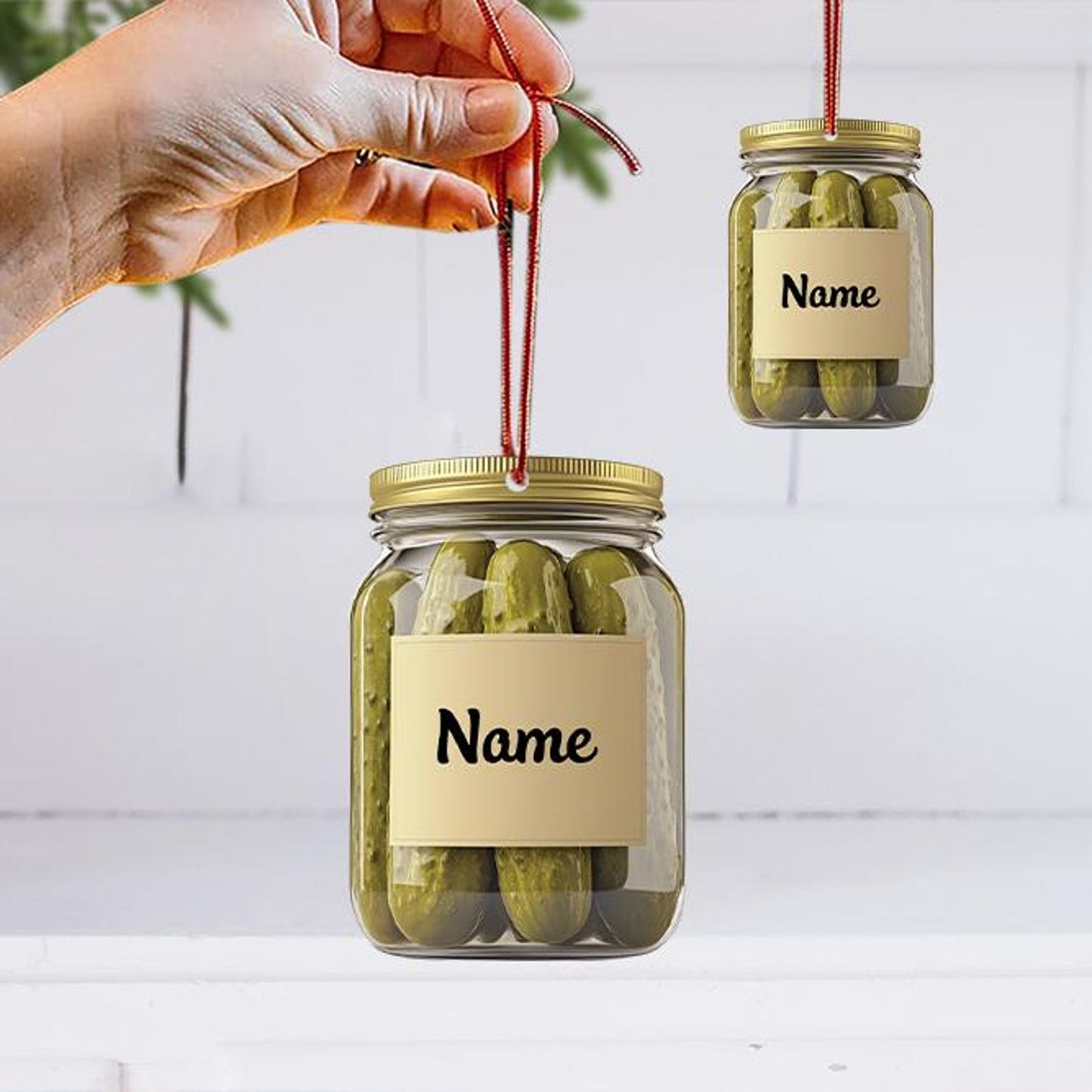 Personalized Pickle Jar Christmas Ornament, Custom Name Pickle Lovers Ornament ON1280