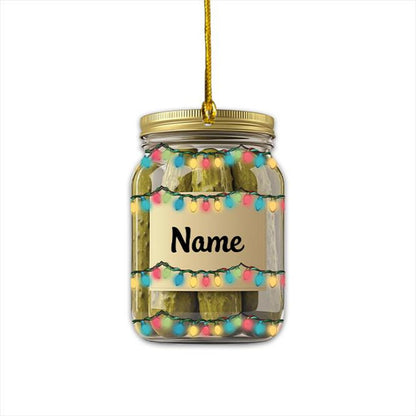 Personalized Pickle Jar Christmas Ornament, Custom Name Pickle Lovers Ornament ON1280