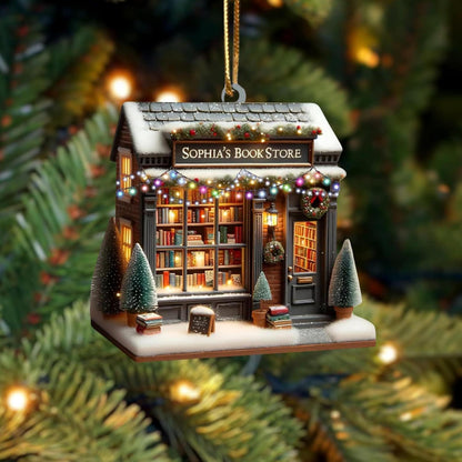 Personalized Book Store Christmas Ornament, Custom Name Book Lovers Ornament ON1666