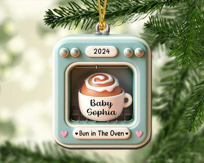 Personalized Bun In The Oven Ornament, Custom Pregnancy Announcement Christmas Ornament 2024 ON1723