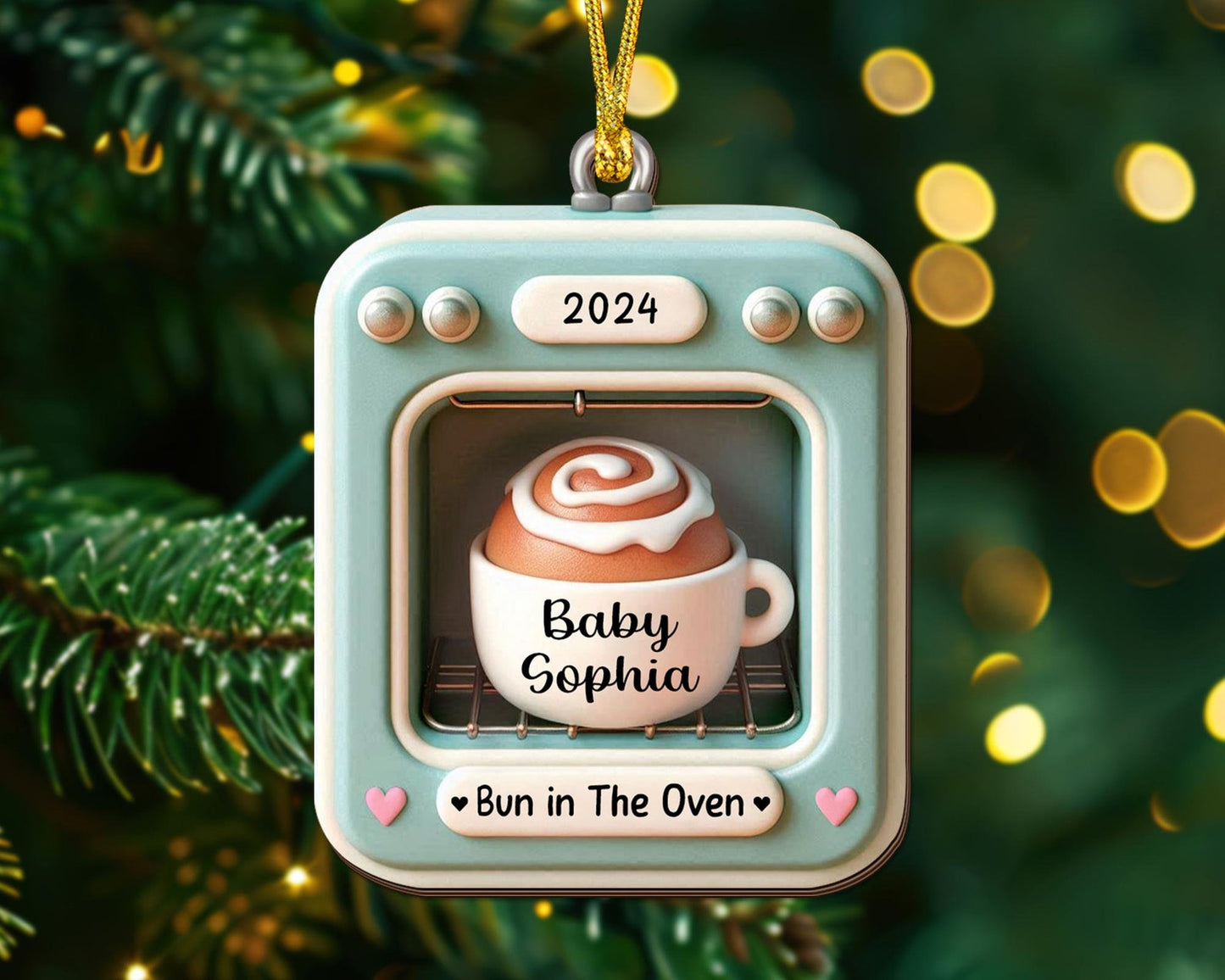 Personalized Bun In The Oven Ornament, Custom Pregnancy Announcement Christmas Ornament 2024 ON1723