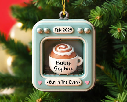 Personalized Bun In The Oven Ornament, Custom Pregnancy Announcement Christmas Ornament 2024 ON1723