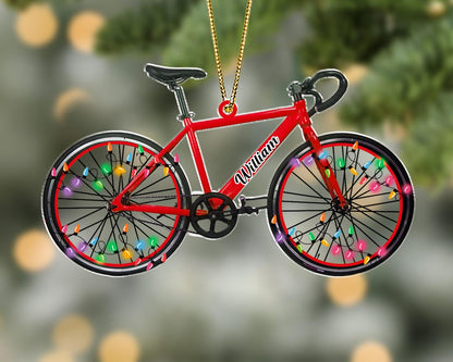 Personalized Name Bicycle Christmas Ornaments, Custom Name Bicycle Rider Xmas Ornament 2024 ON1725