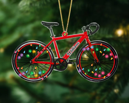 Personalized Name Bicycle Christmas Ornaments, Custom Name Bicycle Rider Xmas Ornament 2024 ON1725