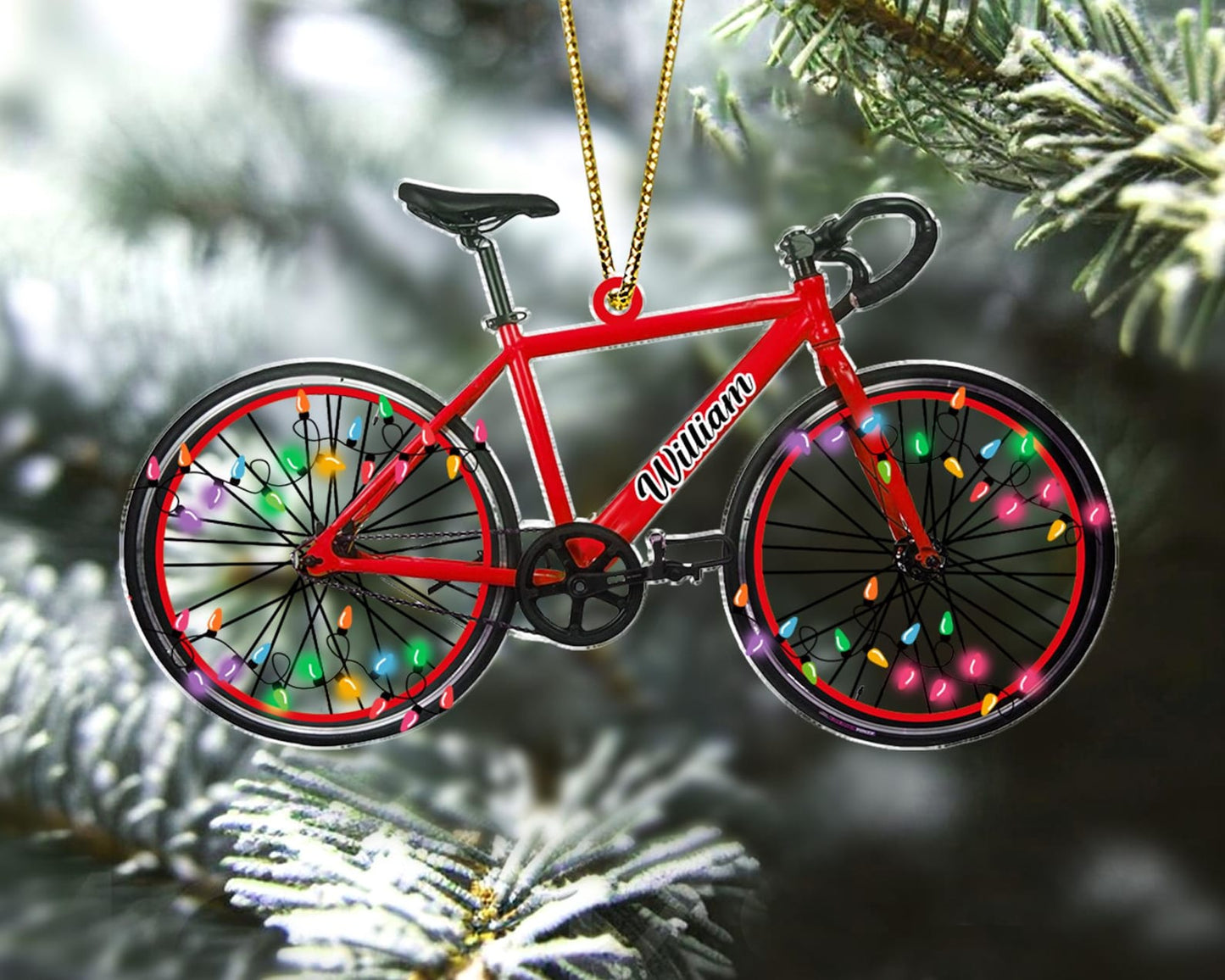 Personalized Name Bicycle Christmas Ornaments, Custom Name Bicycle Rider Xmas Ornament 2024 ON1725