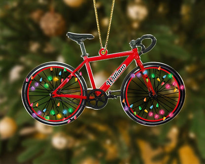 Personalized Name Bicycle Christmas Ornaments, Custom Name Bicycle Rider Xmas Ornament 2024 ON1725