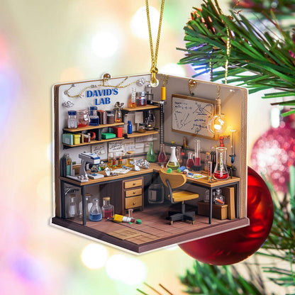 Personalized Dreamy Science Lab Ornament, Custom Name Scientist Science Lover Ornament ON1706