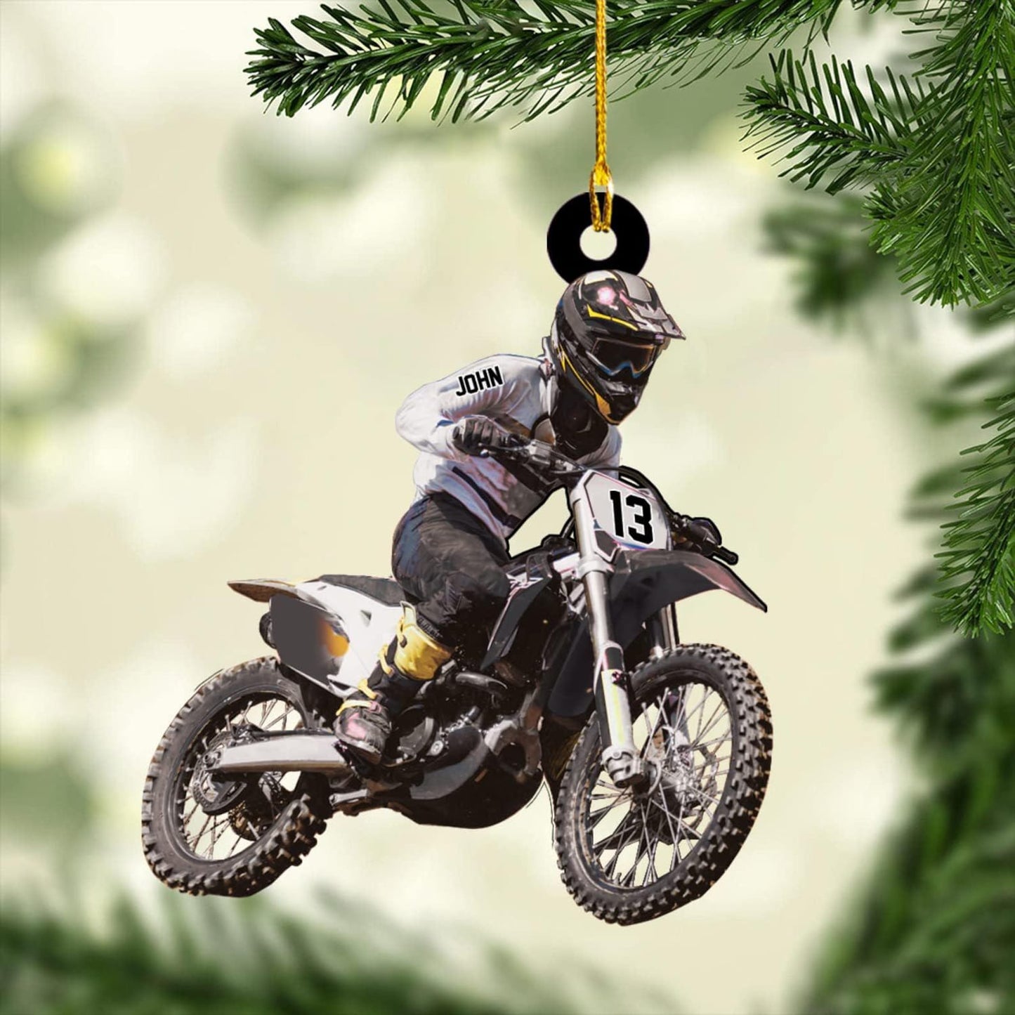 Personalized Dirt Bike Christmas Ornament 2024, Custom Name Dirt Bike Player Ornament ON1653