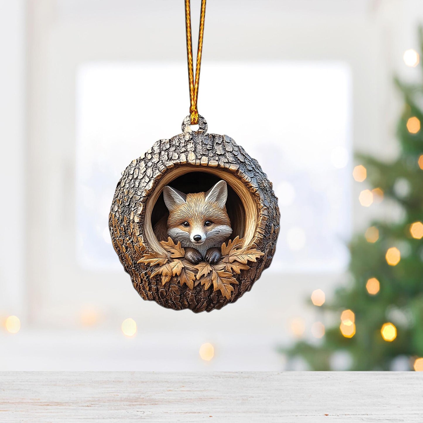 Fox Christmas Ornament, Fox In The Cave Ornament ON1467