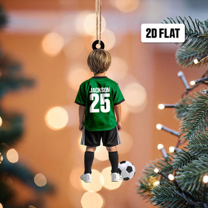 Personalized Kid Soccer Player Ornament, Custom Name Number Soccer Ornament ON1484