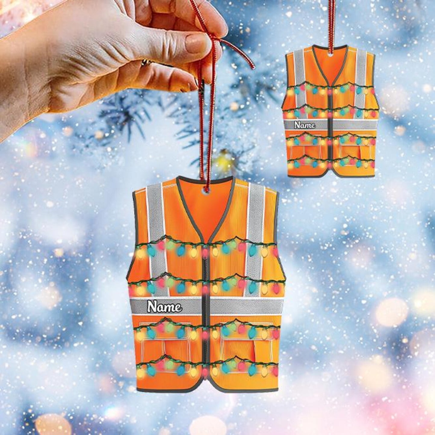 Personalized Safety Vest Christmas Ornament, Custom Name Construction Ornament ON1282