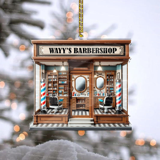 Personalized Barber Shop Xmas Ornament, Custom Name Barber Salon Ornament ON1453