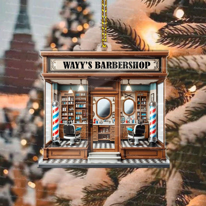 Personalized Barber Shop Xmas Ornament, Custom Name Barber Salon Ornament ON1453