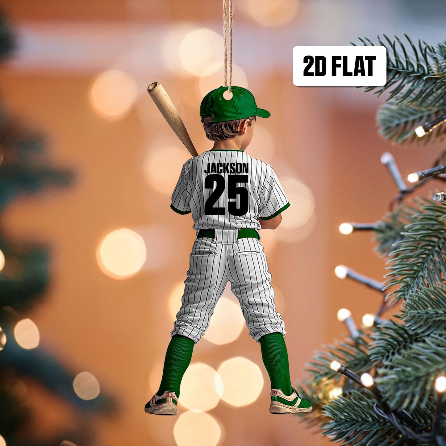 Personalized Kid Baseball Player Ornament, Custom Name Number Baseball Player Ornament ON1375