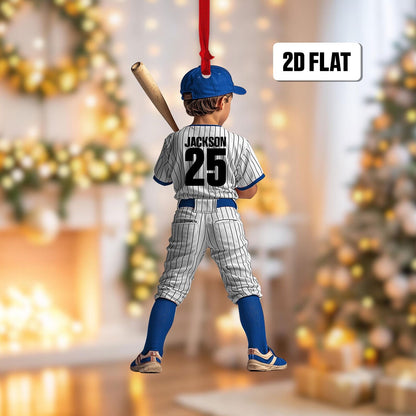 Personalized Kid Baseball Player Ornament, Custom Name Number Baseball Player Ornament ON1375