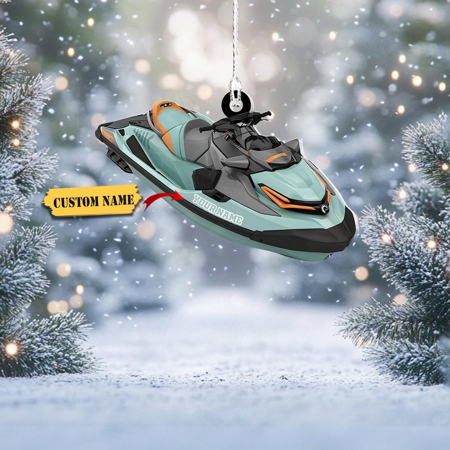 Personalized Jet Ski Christmas Ornament, Custom Name Jet Ski Lover Ornament ON1655