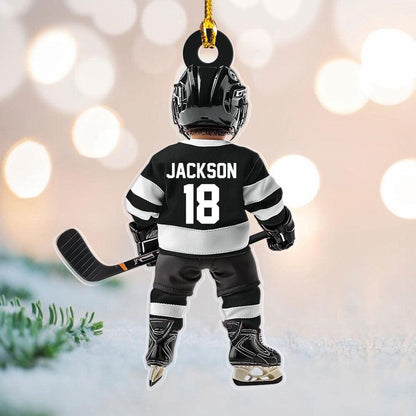 Personalized Ice Hockey Kid Player Ornament, Custom Name Number Hockey Ornament ON1696