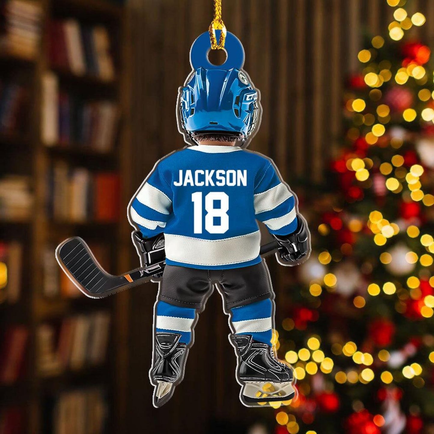 Personalized Ice Hockey Kid Player Ornament, Custom Name Number Hockey Ornament ON1696