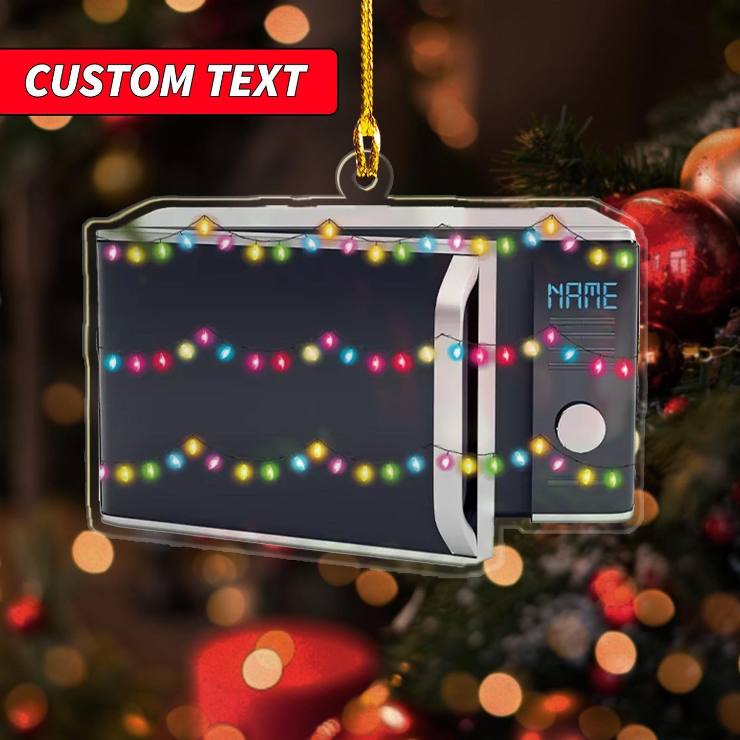 Personalized Microwave Christmas Light Ornament, Custom Name Microwave Ornament ON1304