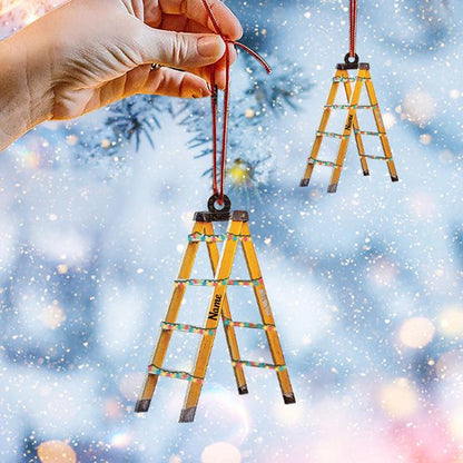 Personalized Construction Ladder Christmas Light Ornament, Custom Name Construction Ladder Ornament ON1308