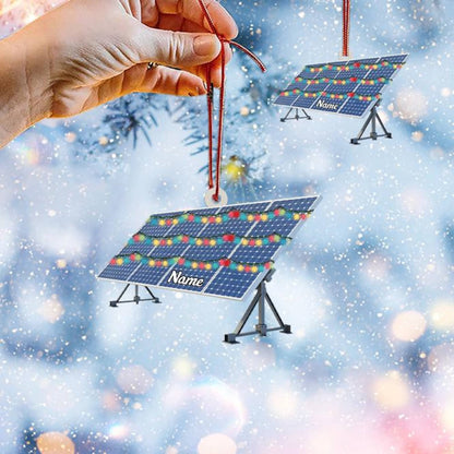 Personalized Solar Panel Christmas Light Ornament, Custom Name Solar Power Technician Ornament ON1630