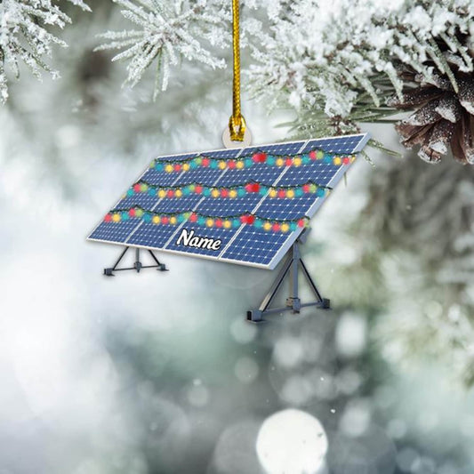 Personalized Solar Panel Christmas Light Ornament, Custom Name Solar Power Technician Ornament ON1630