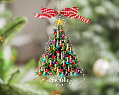 Personalized Nail Polish Christmas Tree Ornament, Custom Name Nail Artist Ornament ON1612