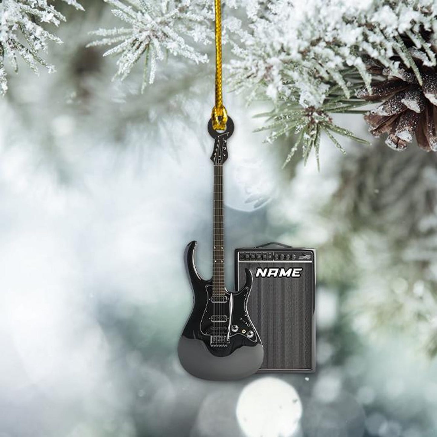 Personalized Guitar Speaker Christmas Ligth Ornament, Custom Name Guitarist Ornament ON1277