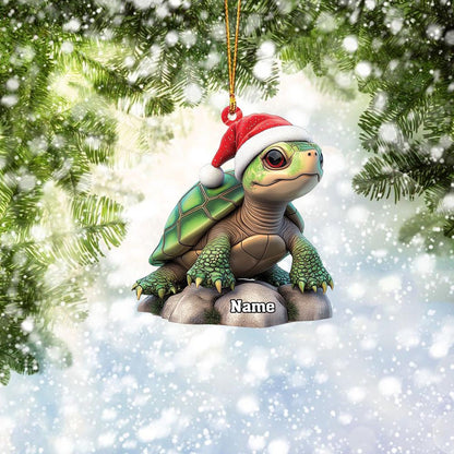 Personalized Sea Turtle Christmas Light Ornament, Custom Name Turtle Lovers Ornament ON1275