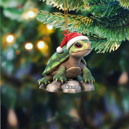 Personalized Sea Turtle Christmas Light Ornament, Custom Name Turtle Lovers Ornament ON1275