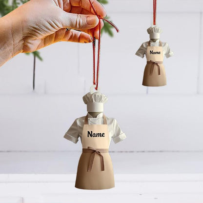 Personalized Chef Apron Christmas Ornament, Custom Name Cooking Lovers Ornament ON1590