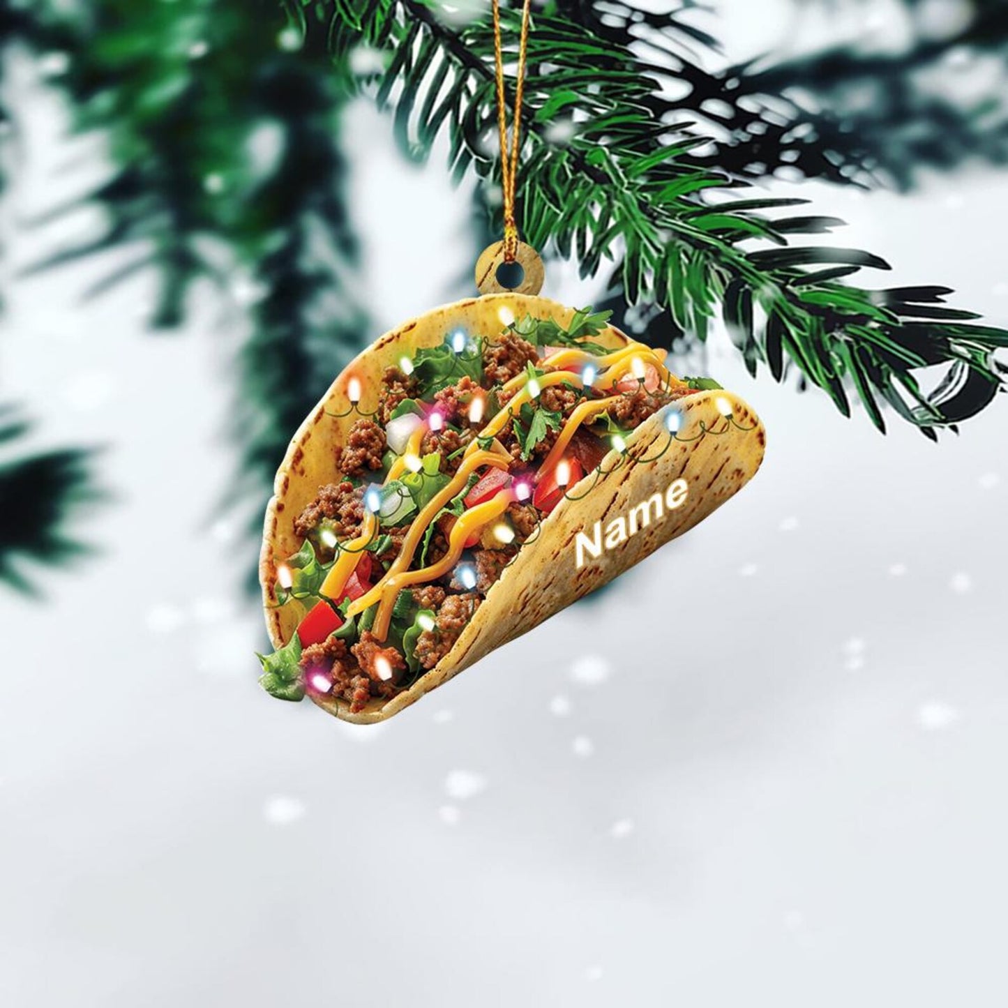 Personalized Taco Christmas Light Ornament, Custom Taco Lover Ornament ON1270