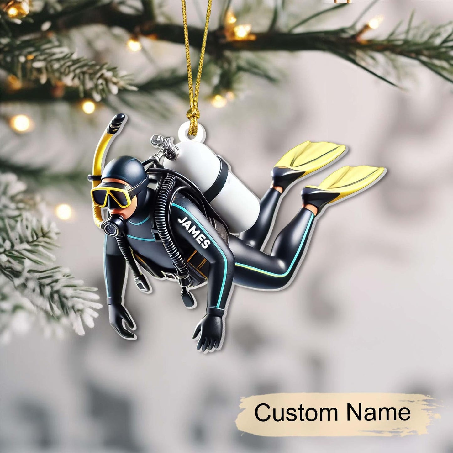 Personalized Scuba Diver Christmas Ornament, Custom Name Scuba Diver Ornament ON1600