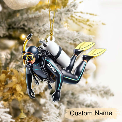 Personalized Scuba Diver Christmas Ornament, Custom Name Scuba Diver Ornament ON1600