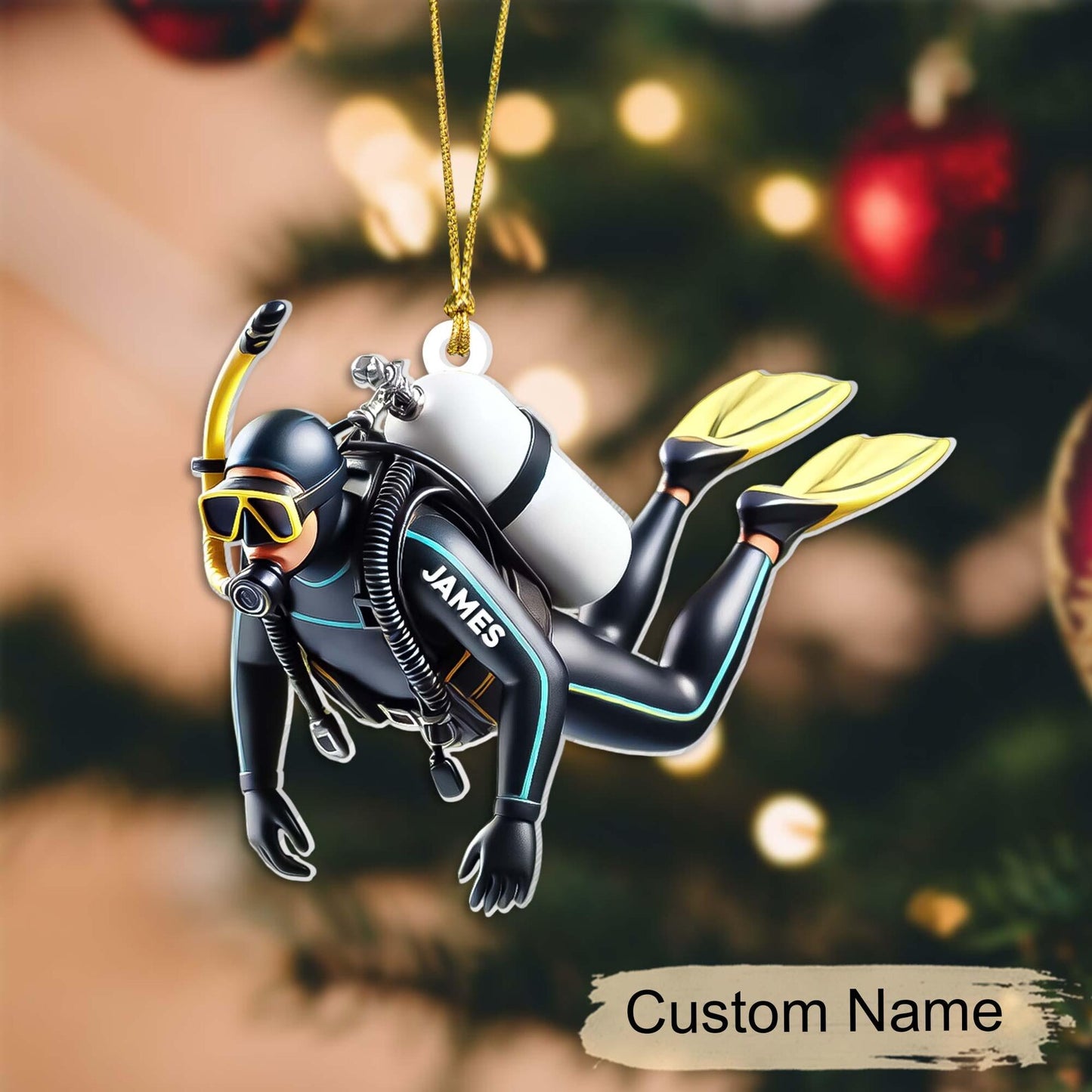 Personalized Scuba Diver Christmas Ornament, Custom Name Scuba Diver Ornament ON1600